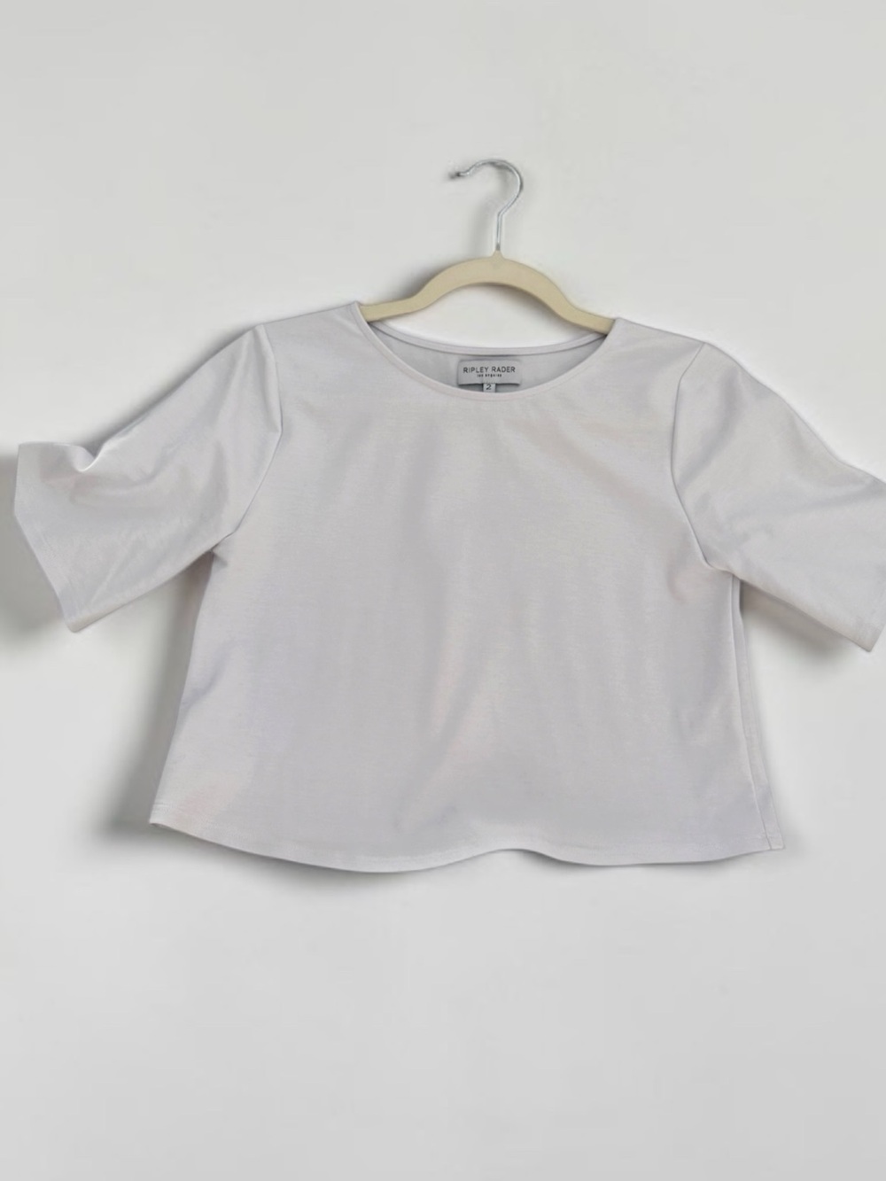 Ripley Rader off-white ponte knit extended short sleeve top Size 2 Small - Picture 4 of 10